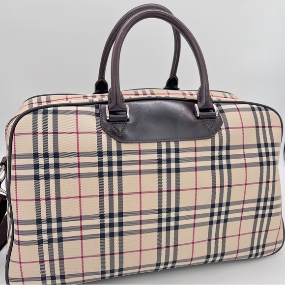 BURBERRY Check 2way Shoulder Handbag Weekender Travel Duffle Bag - Picture 3 of 15
